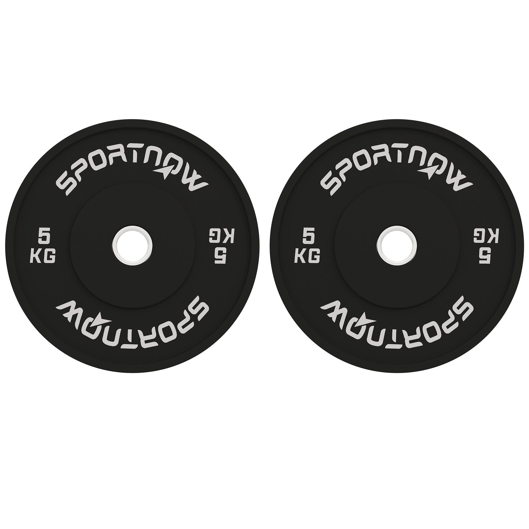 SPORTNOW Set 2 Dischi Pesi 5 kg in Gomma con Foro 5 cm per Manubri e Bilancieri 1/7