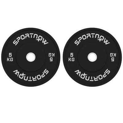 SPORTNOW Set 2 Dischi Pesi 5 kg in Gomma con Foro 5 cm per Manubri e Bilancieri