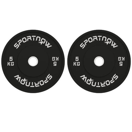 SPORTNOW Set 2 Dischi Pesi 5 kg in Gomma con Foro 5 cm per Manubri e Bilancieri