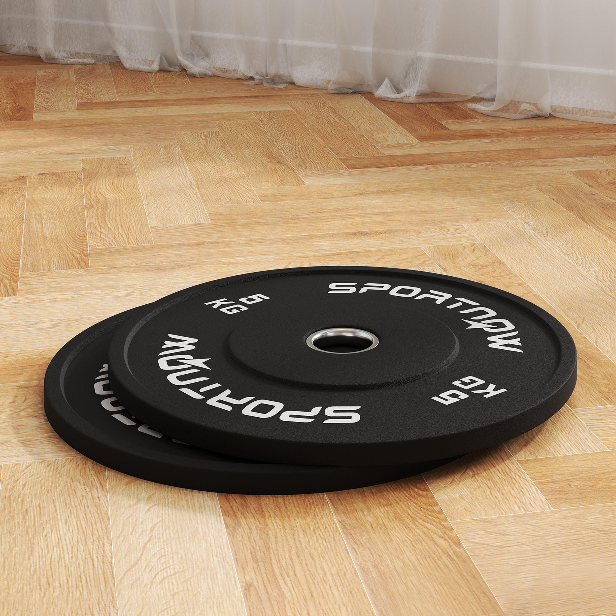 SPORTNOW Set 2 Dischi Pesi 5 kg in Gomma con Foro 5 cm per Manubri e Bilancieri 7/7