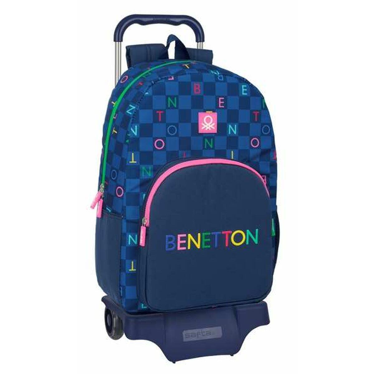 Mochila Escolar con Ruedas Benetton Damero Azul oscuro 1/3