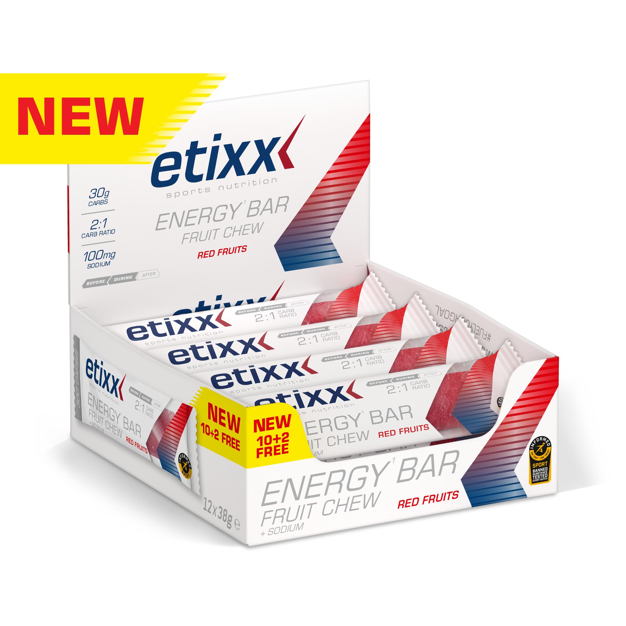 Etixx - Energy Bar Fruit Chew Red Fruits 12x38g - Barre Énergétique - Decathlon