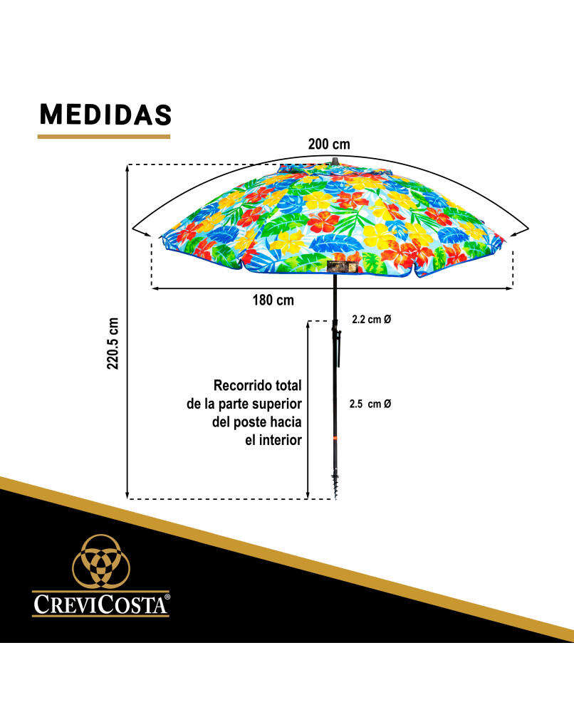 CREVICOSTA QUALITY MARK MARCAS DE CALIDAD - Ombrellone da spiaggia 200