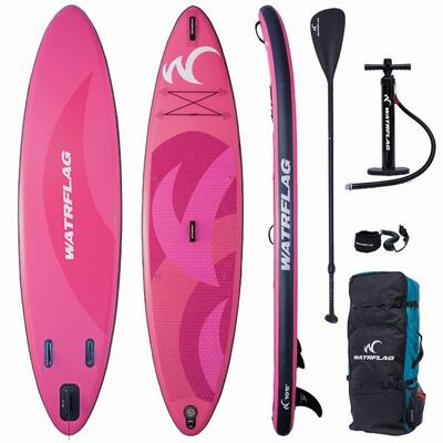 Premium kwaliteit opblaasbaar sup board - watrflag glide pink 10'6"-set-allround