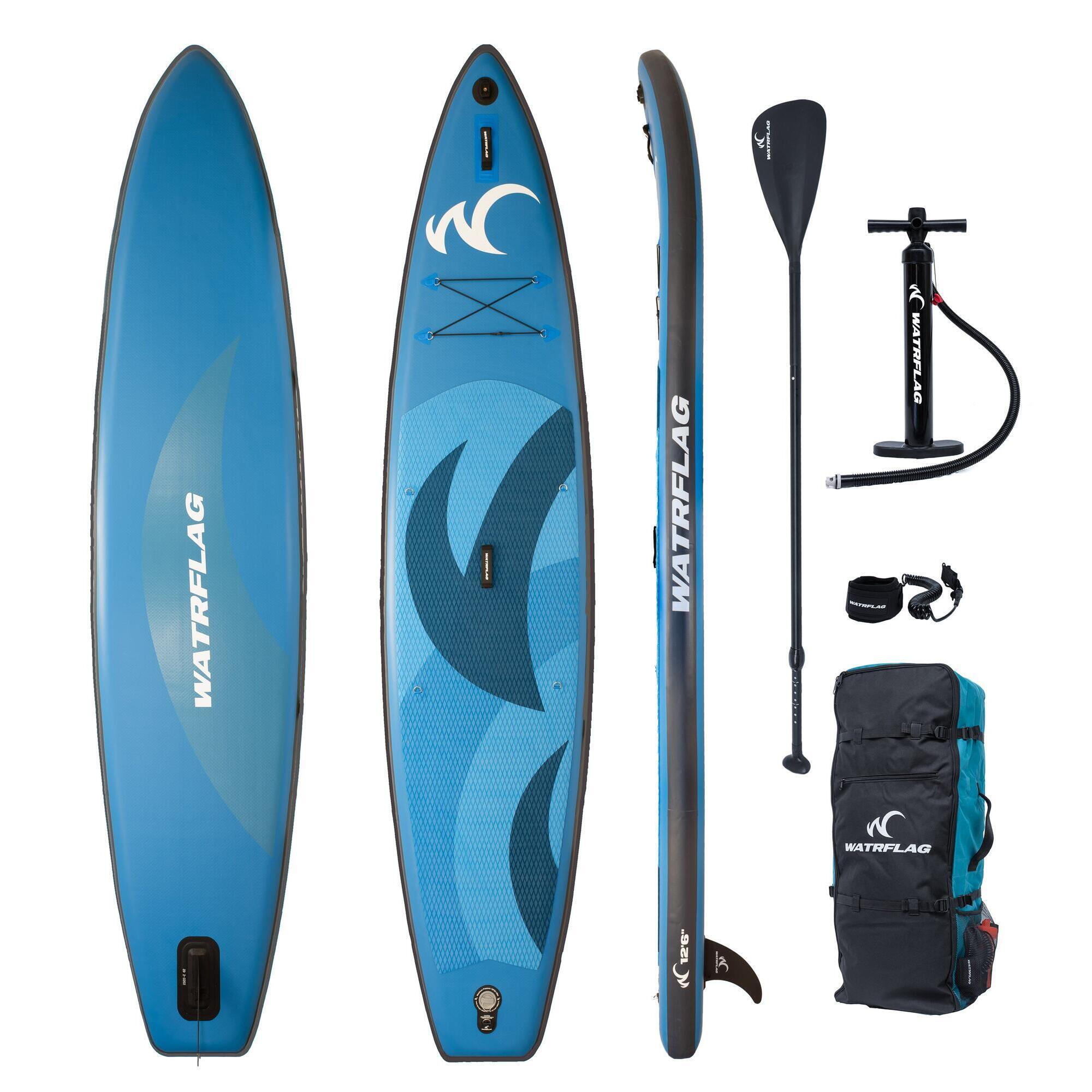 Watrflag - Stand Up Paddle Gonflable Arrow 12'6" - Qualité Premium - 380 Cm - Set - Touring - Planche De Stand Up Paddle - Bleu - Decathlon