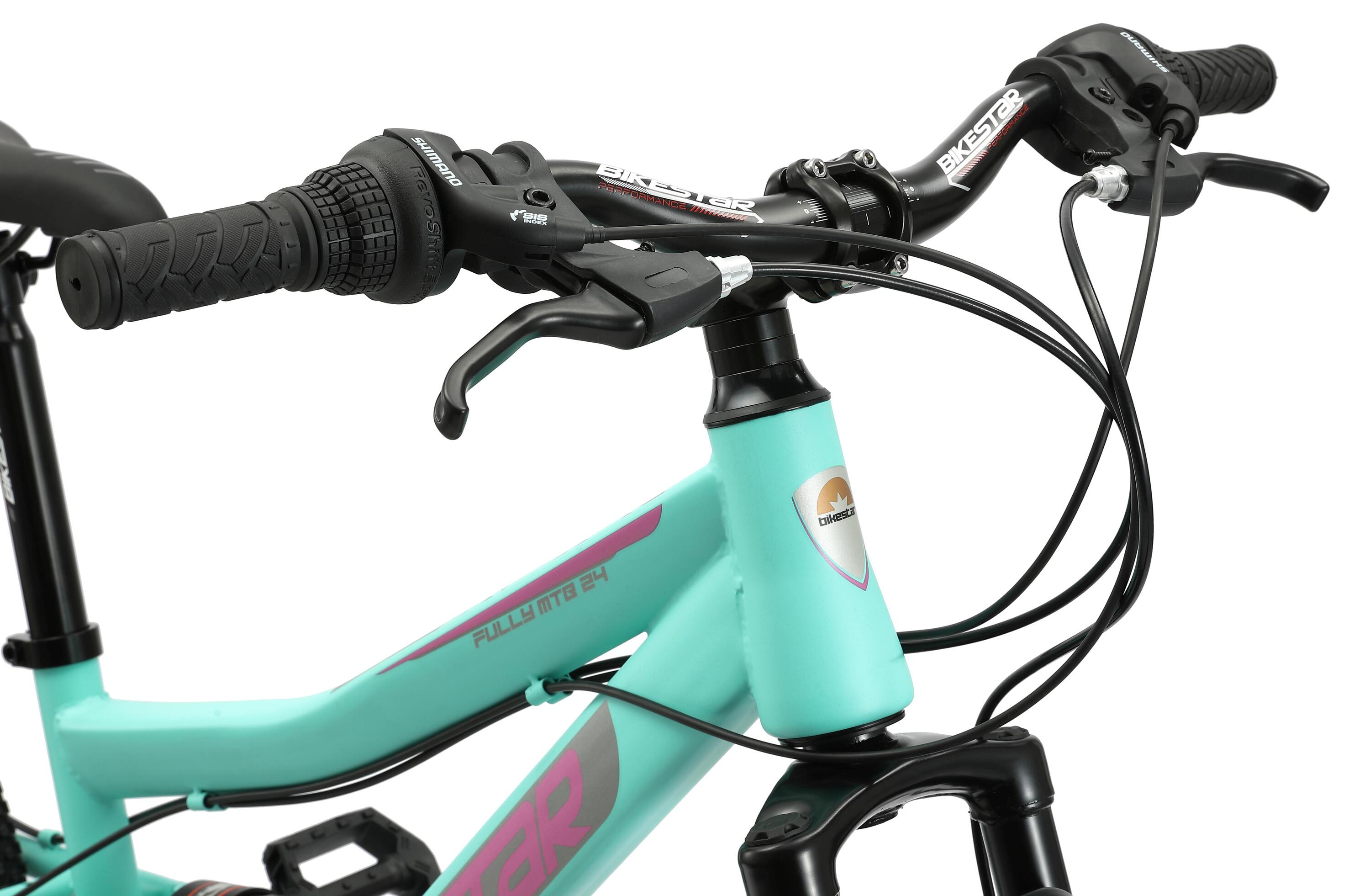 Bikestar MTB Fully staal 21speed 24inch mintgroen/roze 6/7