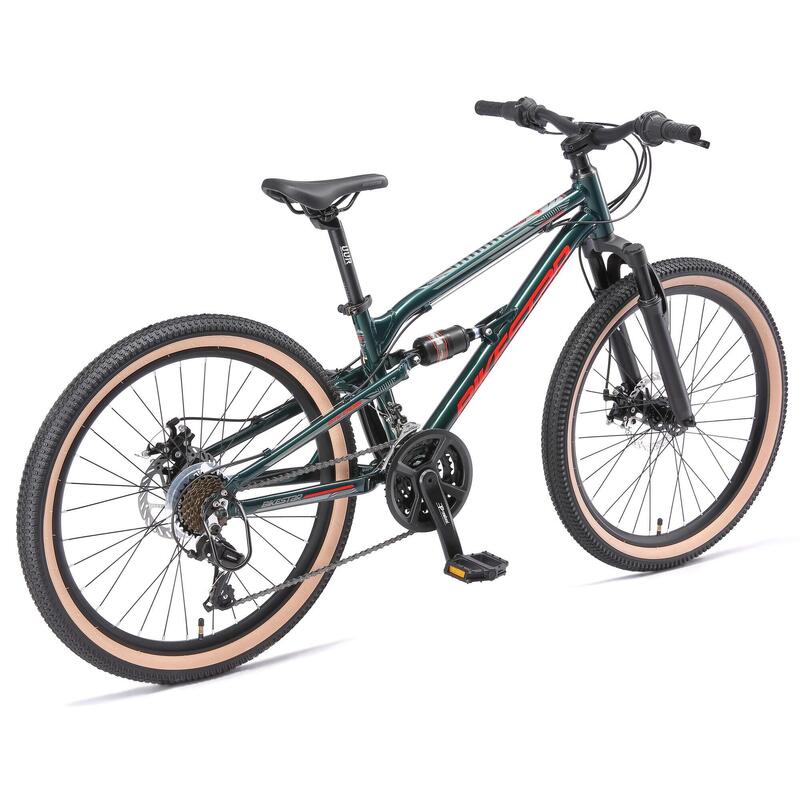 VTT 24" aluminium, vélo enfant 9 ans, semi-rigide, 21 vitesses, frein à disque