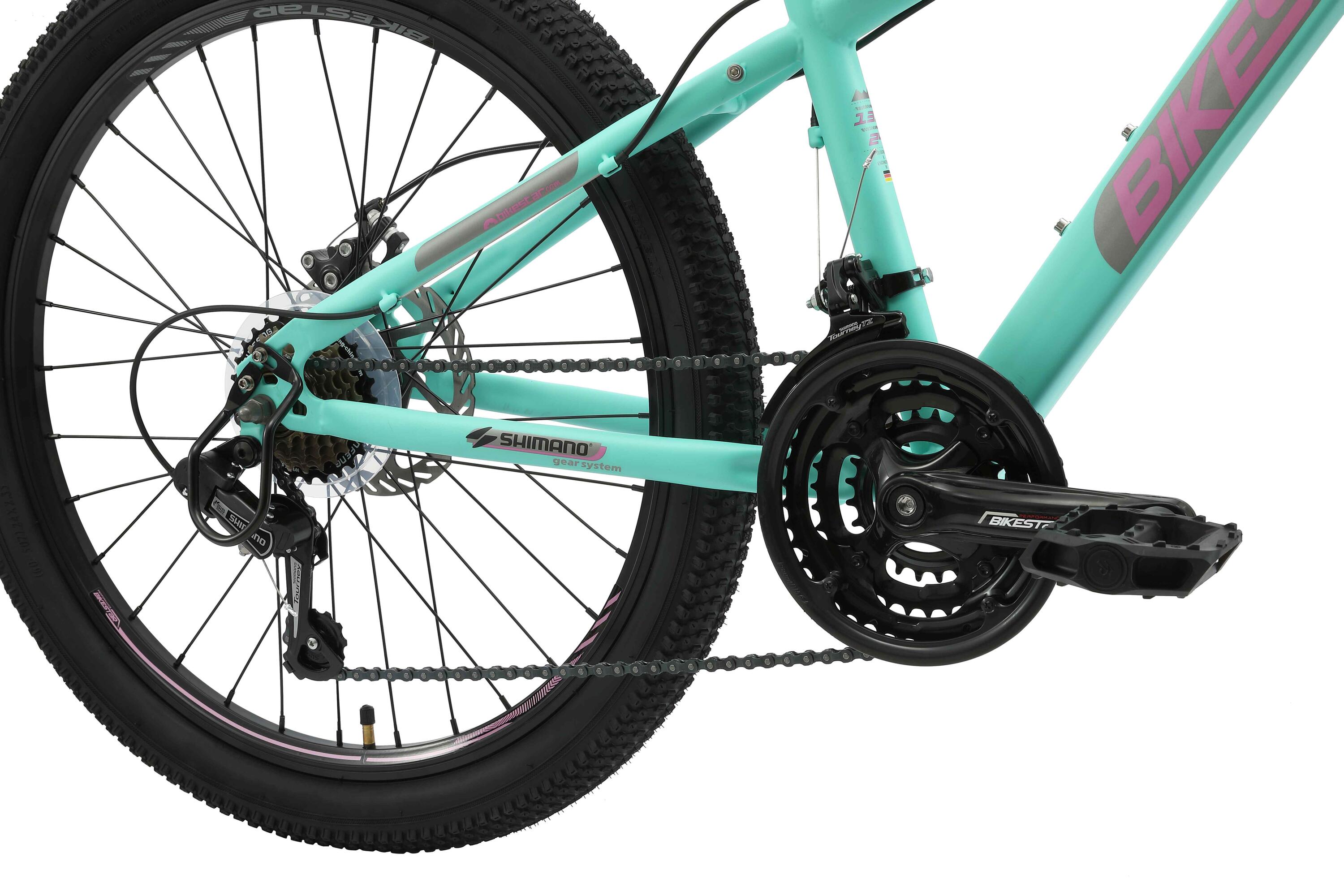 MTB 24" kinderfiets 9 jaar, hardtail, 21 versnellingen, schijfremmen 5/7