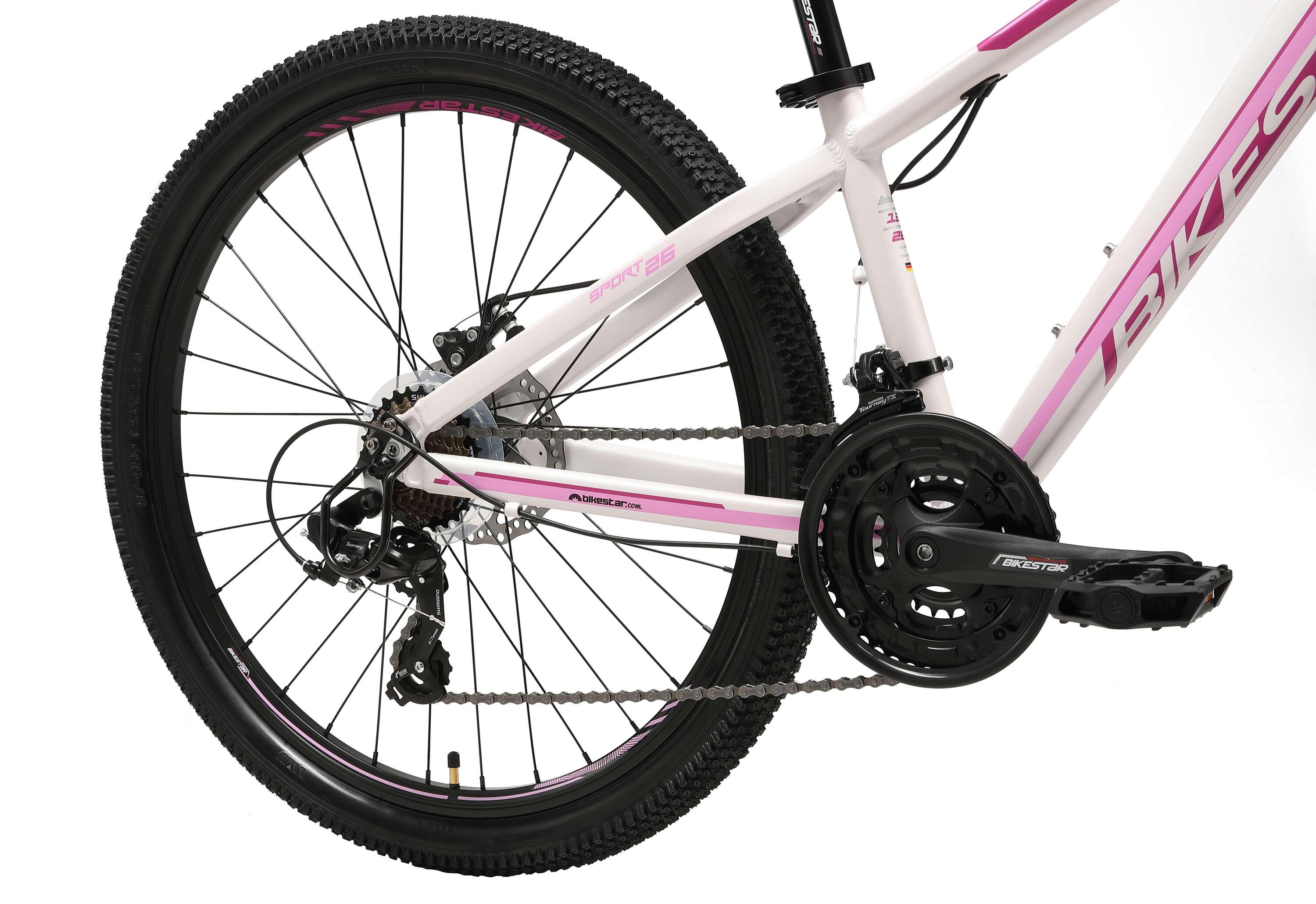 Bikestar Hardtail MTB, Sport, 26 Zoll, 21 Gang, weiß/pink 6/6