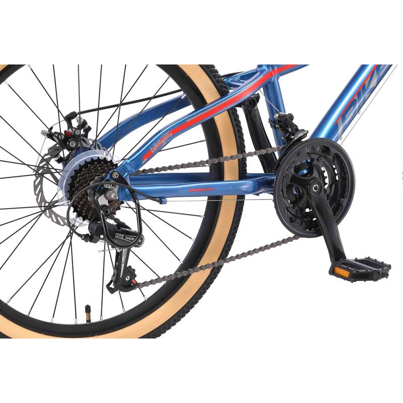 VTT 24" aluminium, vélo enfant 9 ans, semi-rigide, 21 vitesses, frein à disque