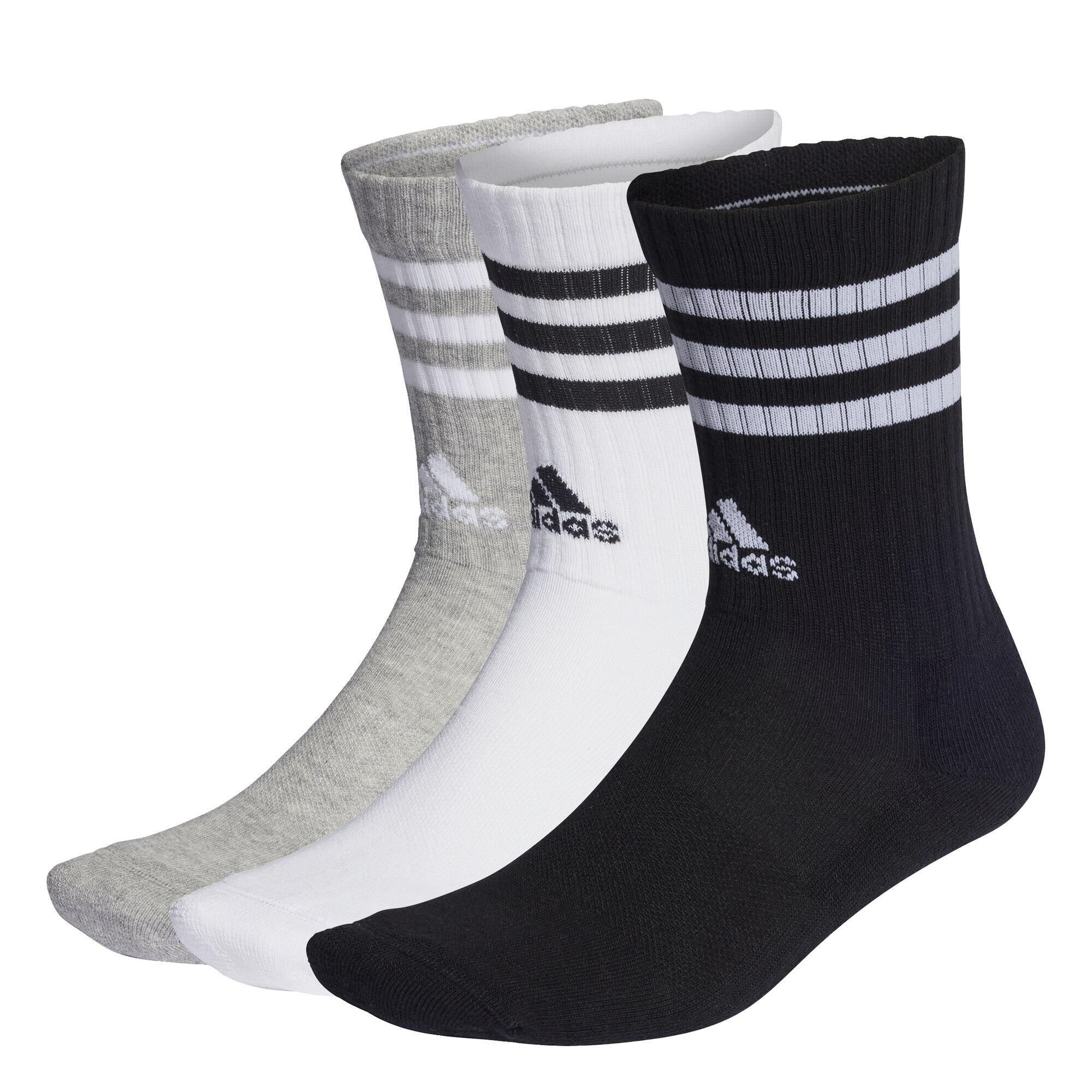 Adidas - Chaussettes Matelassées 3-stripes (3 Paires) - Chaussettes - Blanc|gris|noir - 43/46 - Decathlon