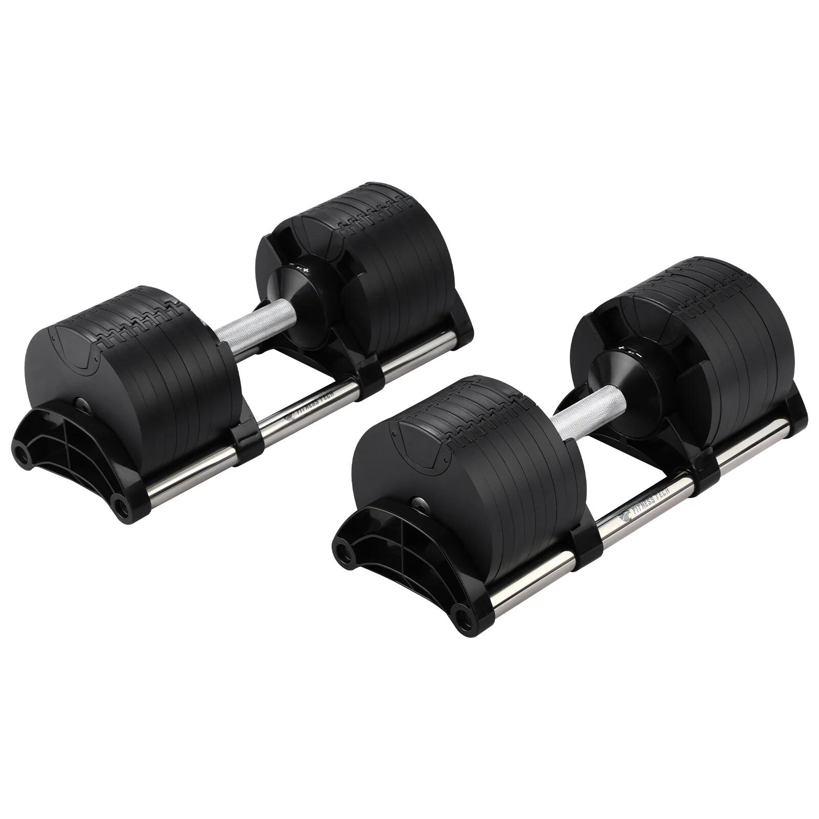Conjunto de 2 halteres ajustáveis de 2kg a 32kg fitness tech