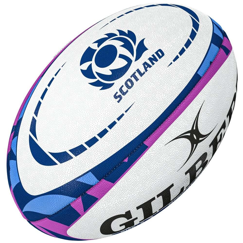 Gilbert - Ballon De Rugby Gilbert Ecosse Tartan - Ballon De Rugby - Blanc|bleu|violet - 5 - Decathlon