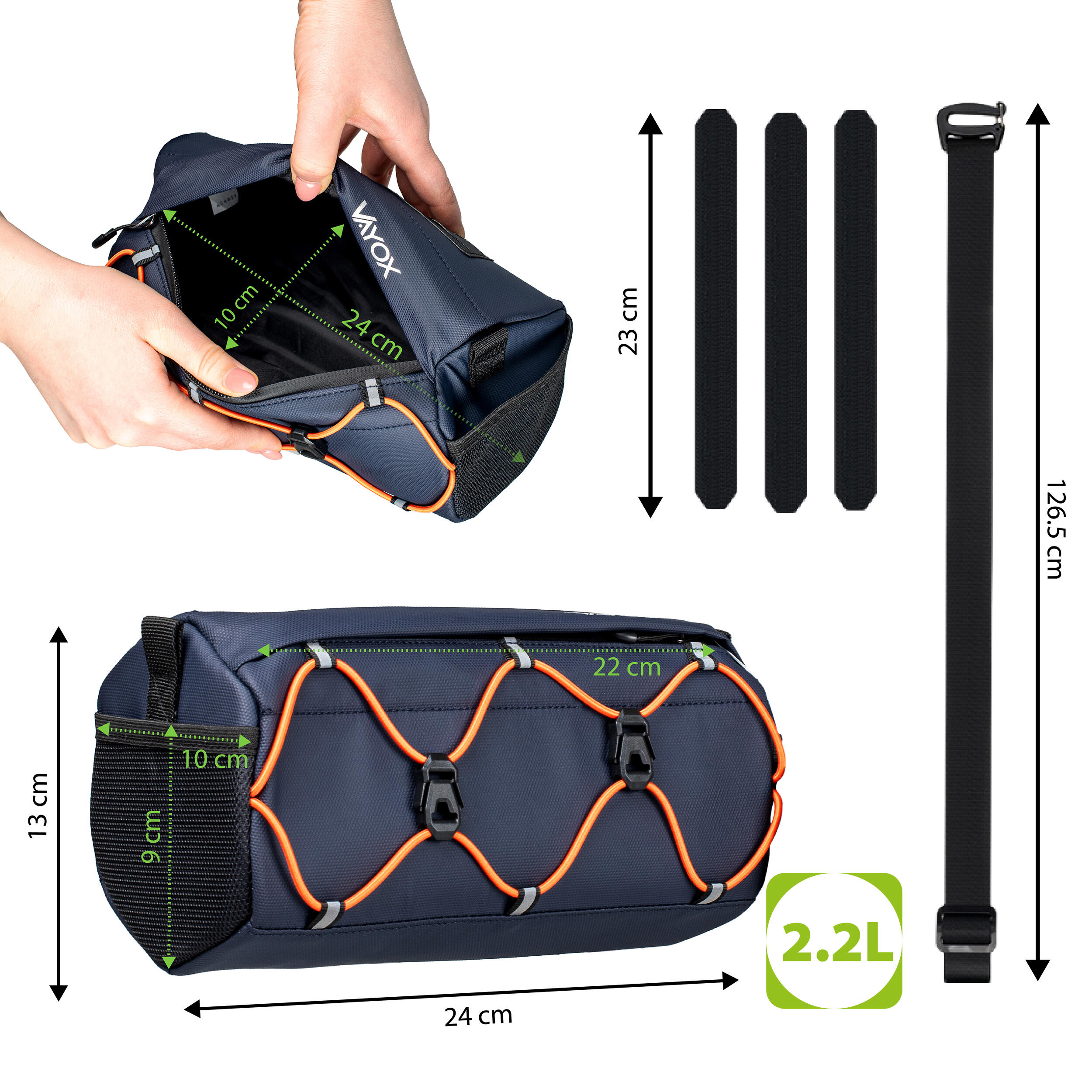 Fahrradtasche für den Lenker VAYOX VA0351 wasserdicht 5/7