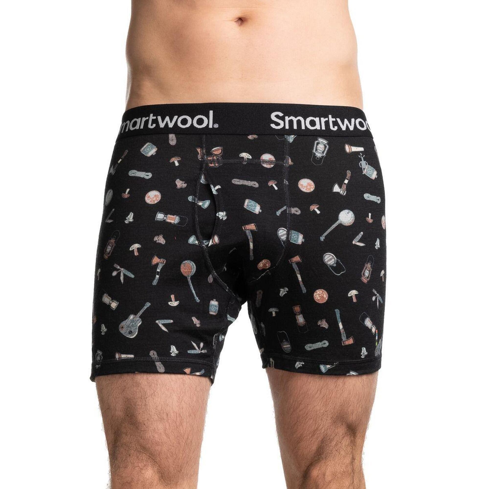 Smartwool - Caleçon Thermique Homme Smartwool Merino Print Boxer Brief - Caleçon - Multicolore|noir - S - Decathlon