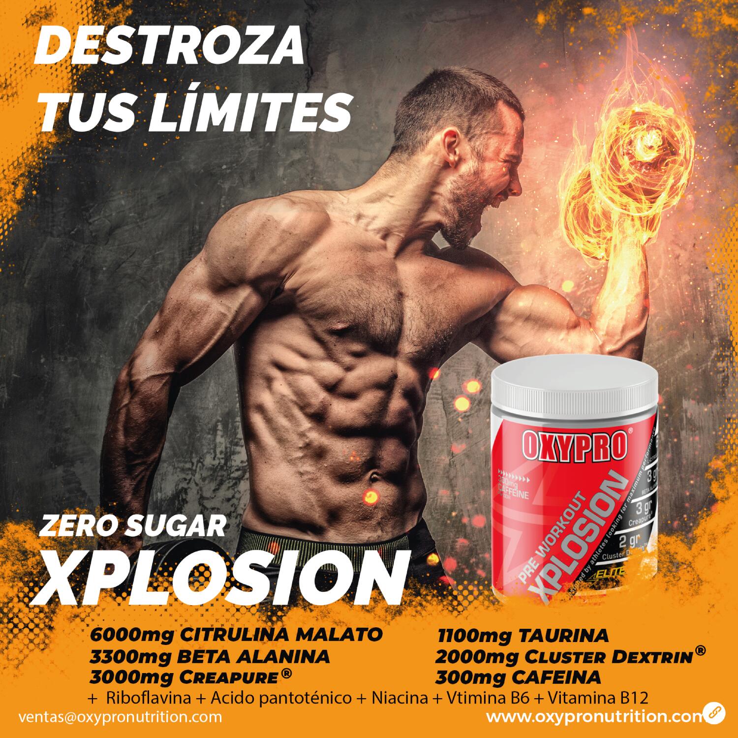 Pre Workout XPLOSION   500gr  Sabor Raspberry Lemonade 5/6