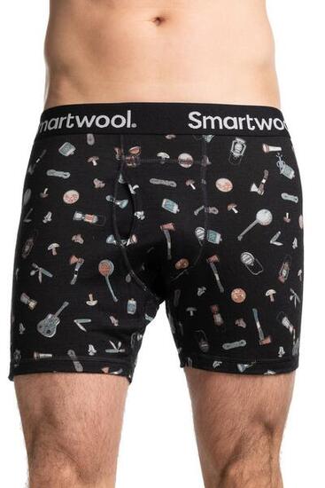 Boxer da uomo Smartwool Merino Print Boxer Brief nero/multicolore S