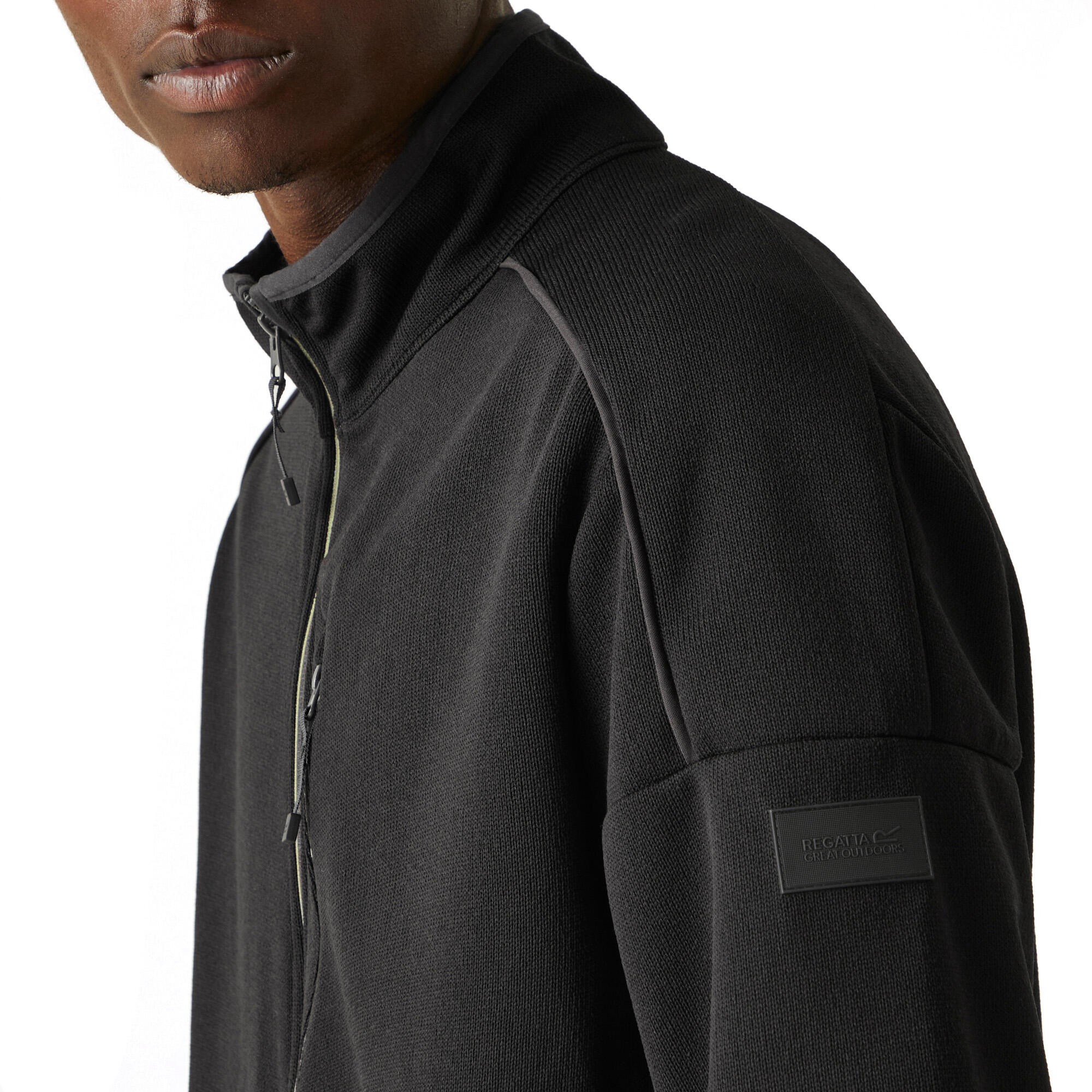 Mens Kassam Marl Full Zip Fleece Jacket (Black/Agave Green Marl) 4/5