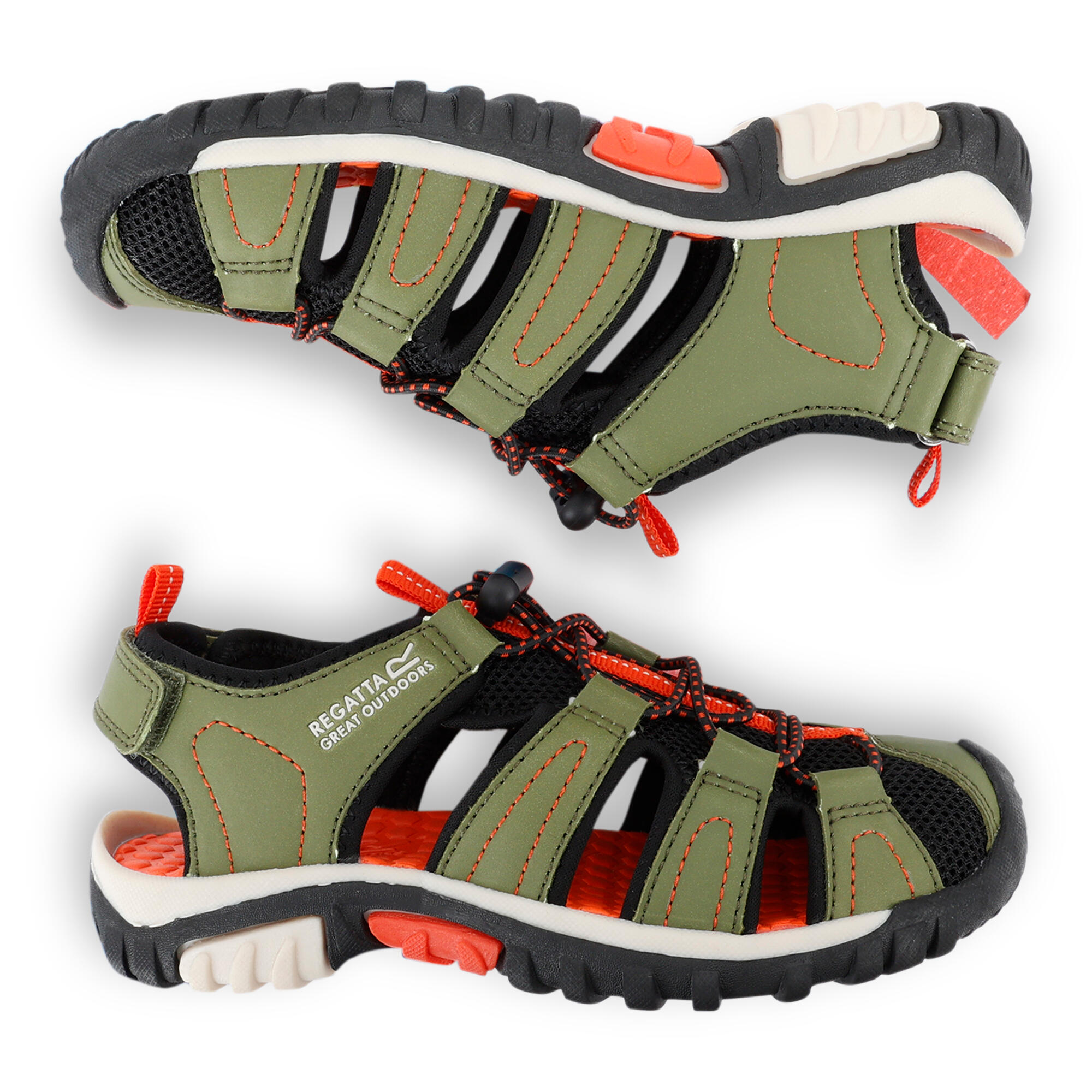 Sandales Et Tongs Enfants, Unisexe - REGATTA Westshore JR. - Green/Tangerine 3/7