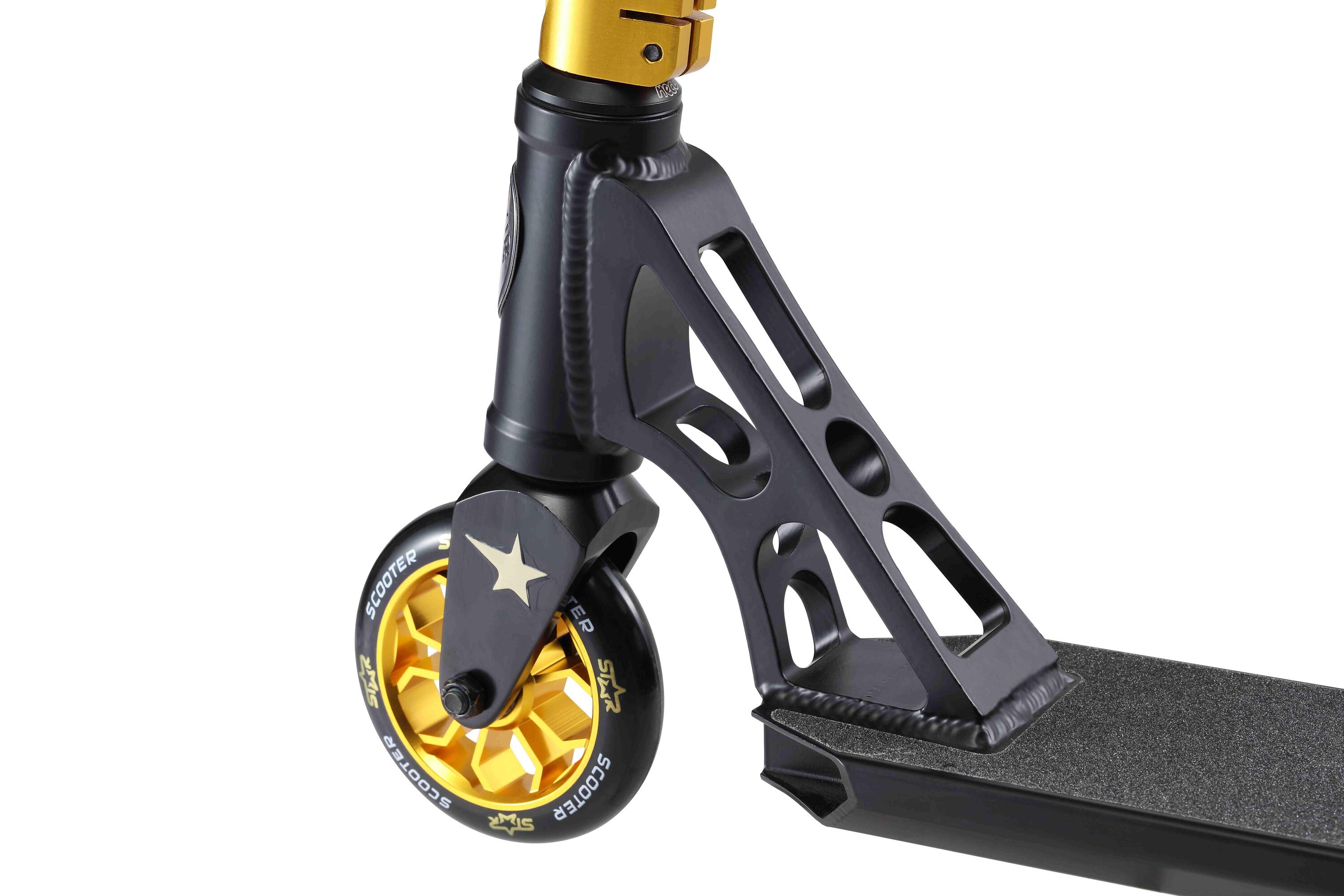 STAR SCOOTER Freestyle Jump alu stuntstep 110mm Pro Trick Roller zwart goud 7/7