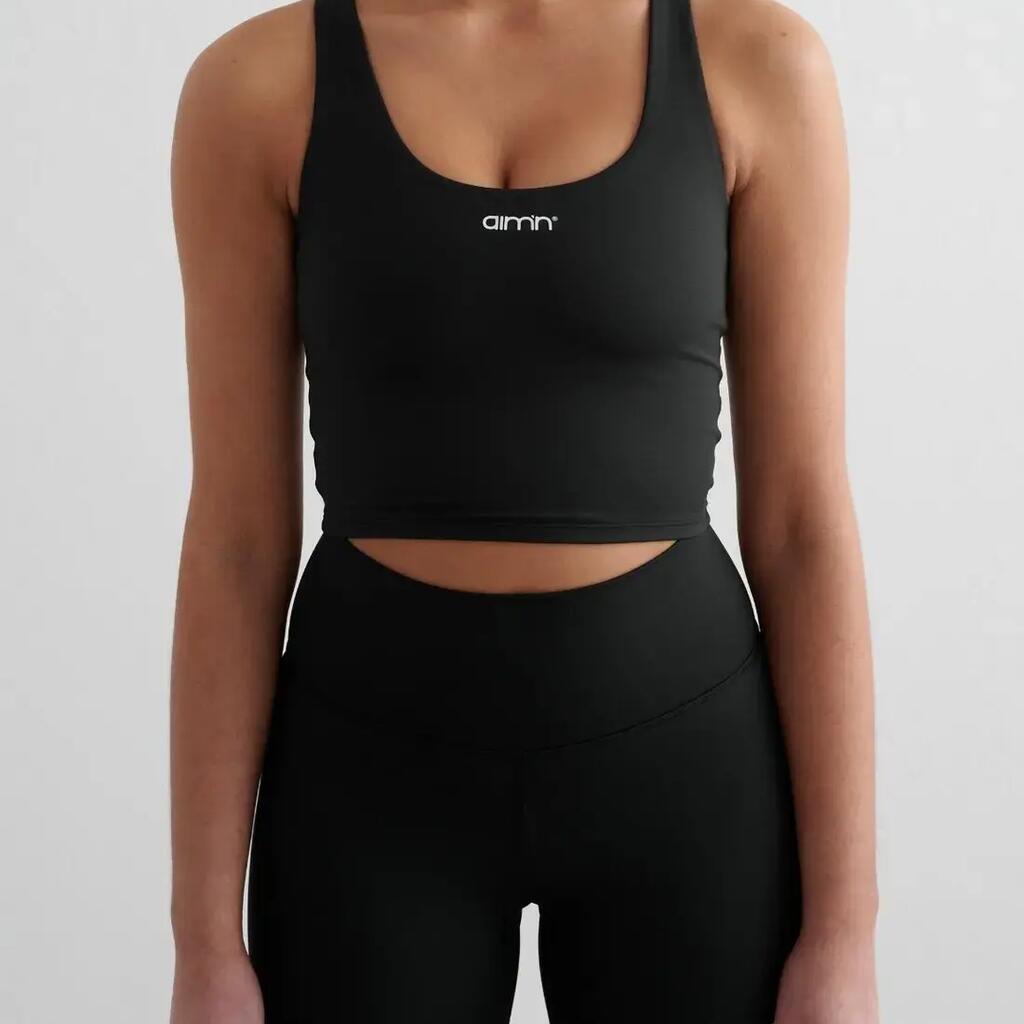 Women's Sports Bra Moisture-Wicking Removable Pads Core Essential Bralette Black