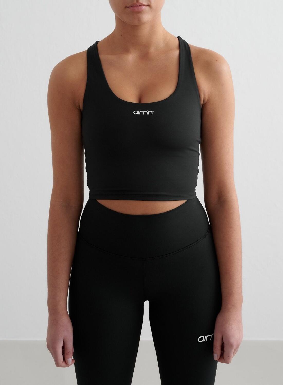 AIM'N Damen Yoga Sport-BH Feuchtigkeitsableitendes Cross Back Bralette Schwarz