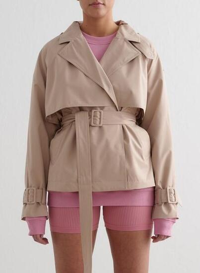 Donna Trench Corto Resistente all'acqua e al vento Beige