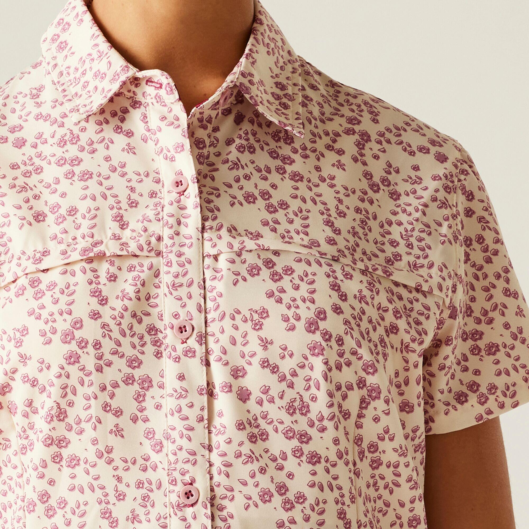 T-shirt Korte Mouwen Hiking Dames Korte Mouwen Button-up Front 4/6
