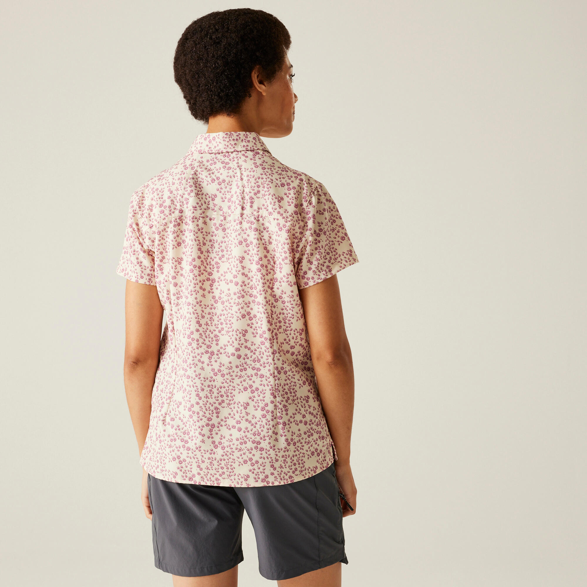 T-shirt Korte Mouwen Hiking Dames Korte Mouwen Button-up Front 2/6