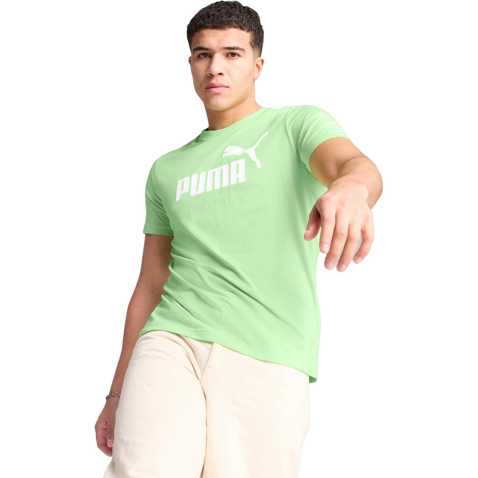 T-shirt puma ess no. 1 logo tee s, verde, homens