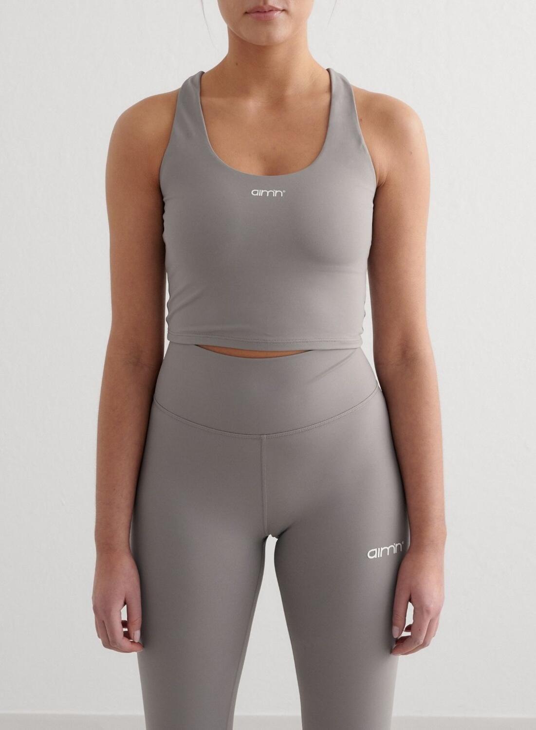 AIM'N Damen Yoga Sport-BH Feuchtigkeitsableitendes Cross Back Bralette Grau