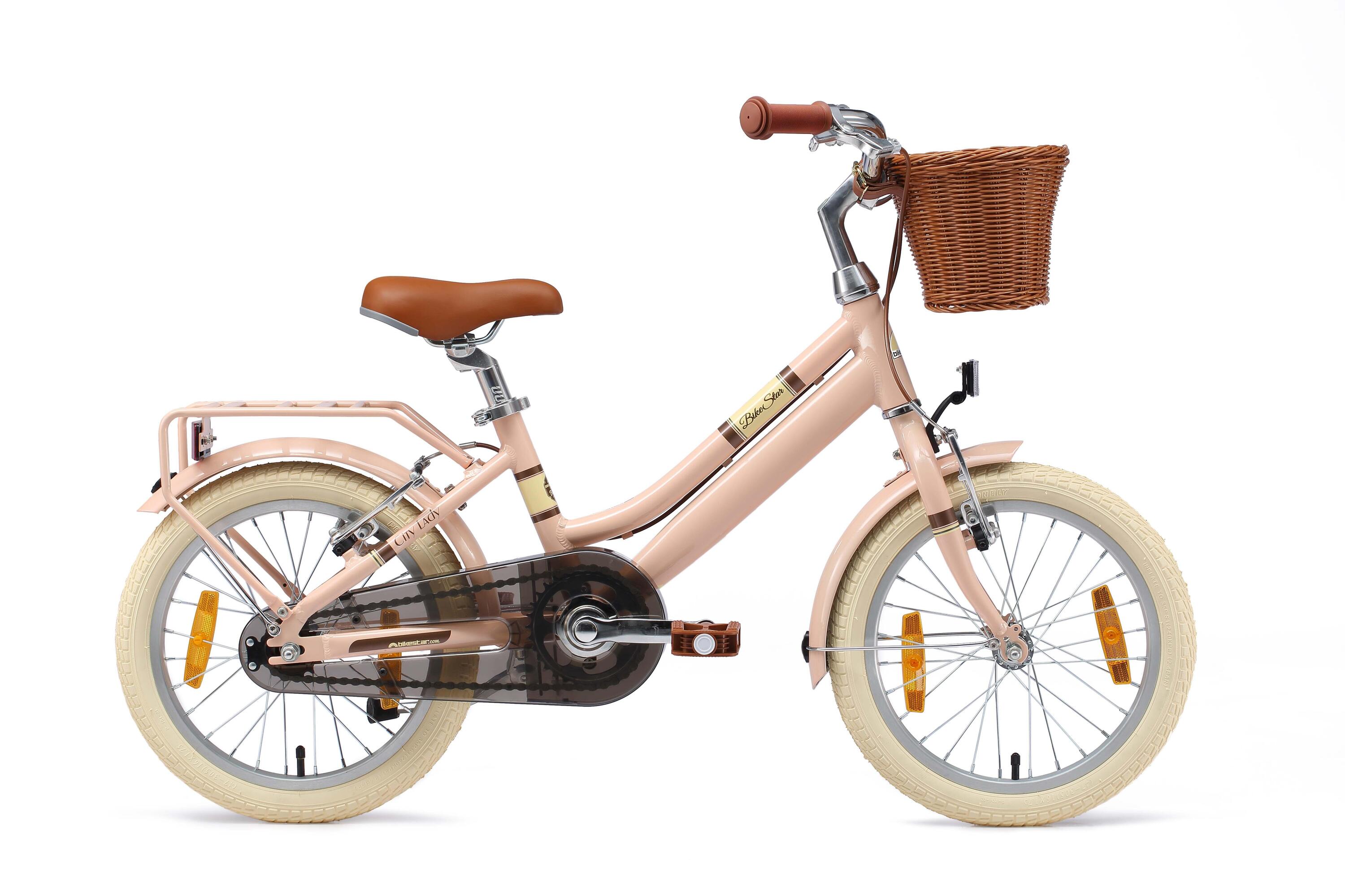 Glerc 20 Inch Kids Meisjes Fiets voor 6 7 8 9 10 Jaar Oude Kleine Meisjes Retro Vintage Stijl Fietsen met Mand, Stabilisatoren en Bel, Kleur Roze