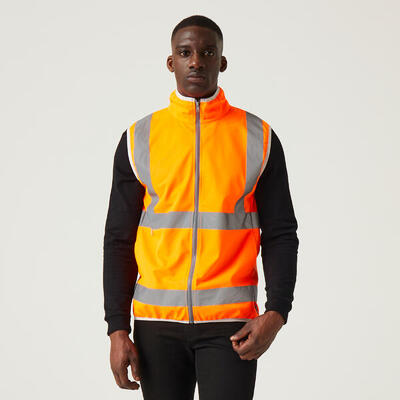 Herren Wandern T-Shirt Reflektierende Streifen. Gelb/Orange