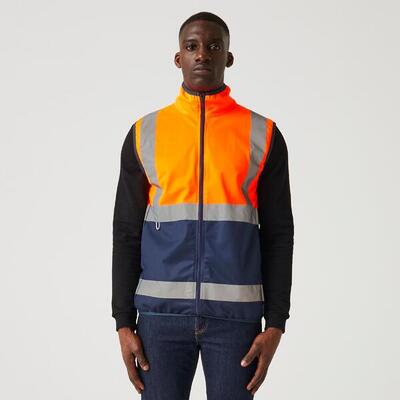 Herren Wandern T-Shirt Reflektierende Streifen. Gelb/Orange