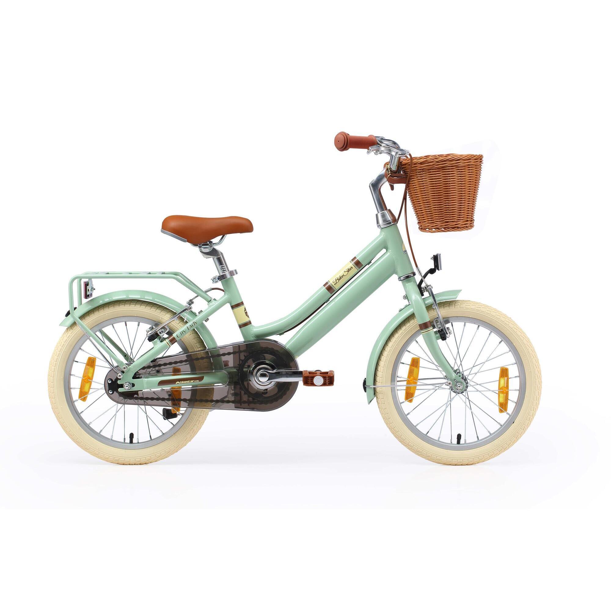 Bikestar - Vélo Enfant 16 Pouces À Partir De 4 - 6 Ans, Vtc City Retro - Vélo Enfant - Vert - Taille Unique - Decathlon