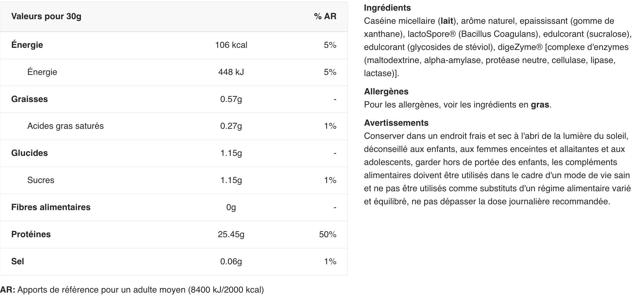 Caséine - 100% Casein Protein - Crème à la Vanille 2/2