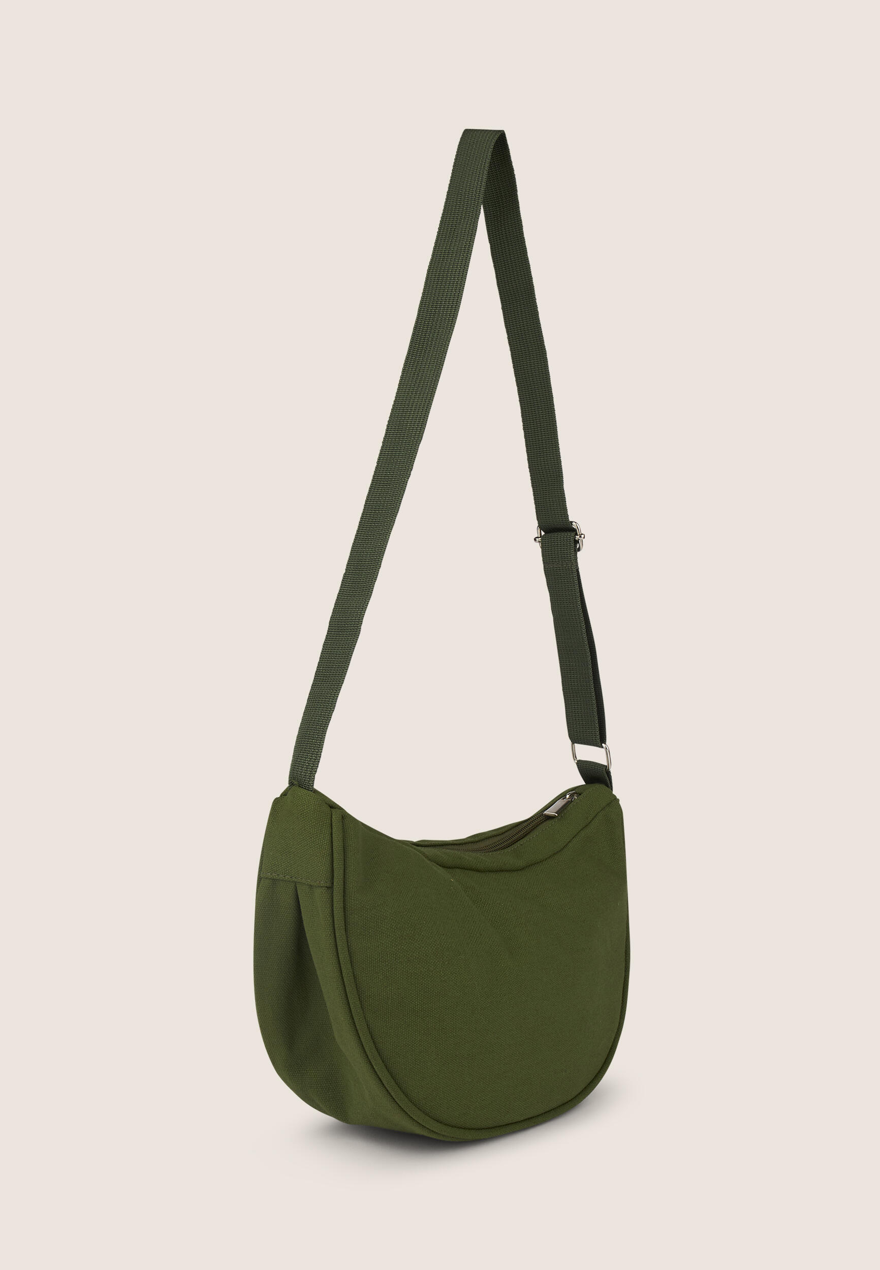 Sac à bandoulière en toile en demi-lune avec fermeture à glissière 3/3