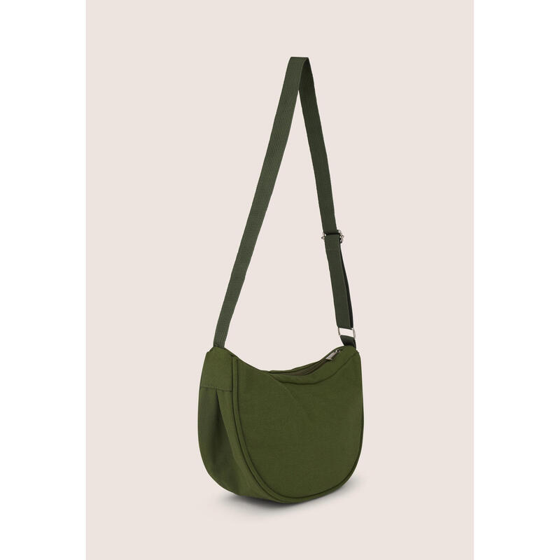 Sac à bandoulière en toile en demi-lune avec fermeture à glissière