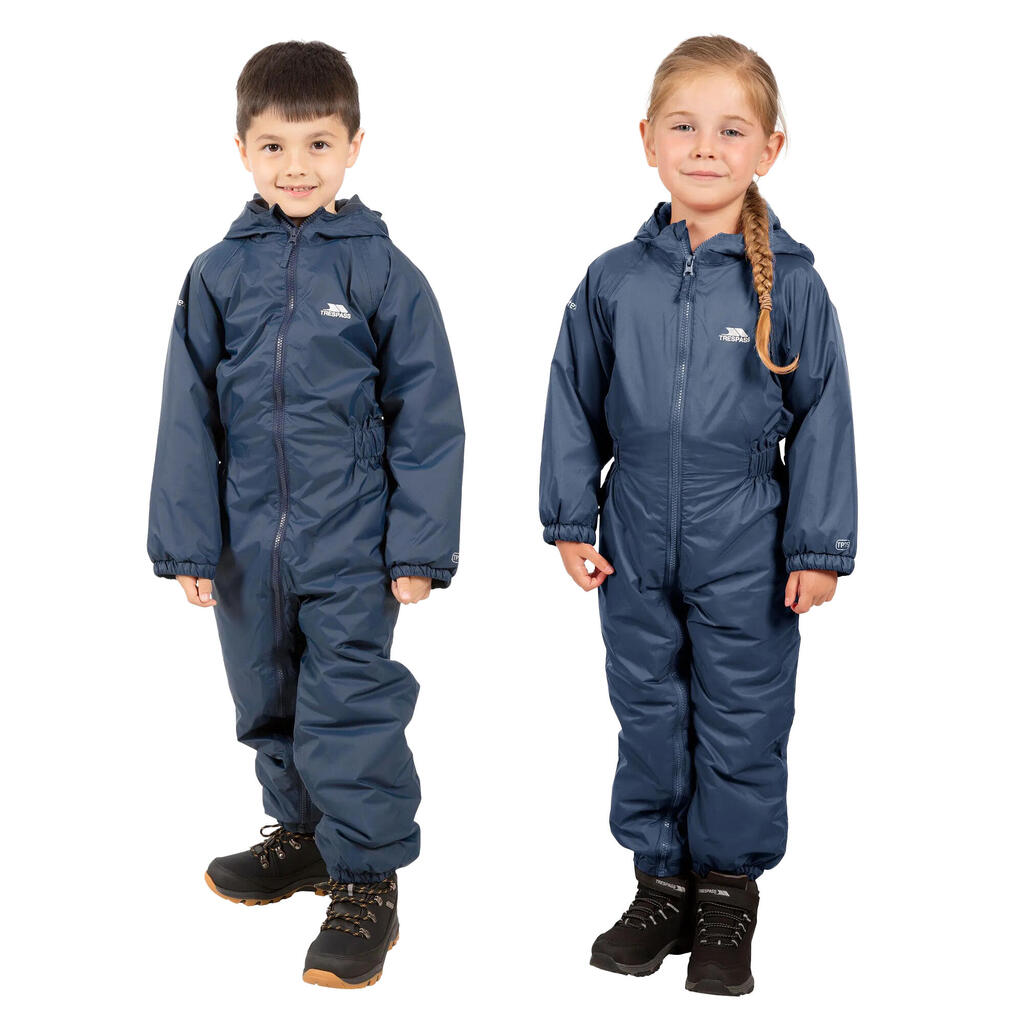 Kids Unisex Dripdrop Padded Waterproof Rain Suit (Navy Blue)