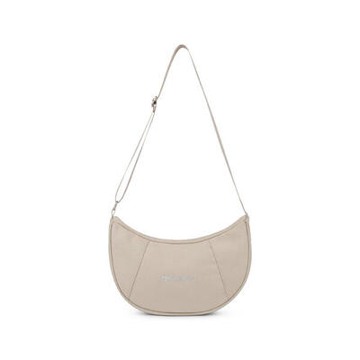 Borsa da spalla a mezzaluna in canvas con zip