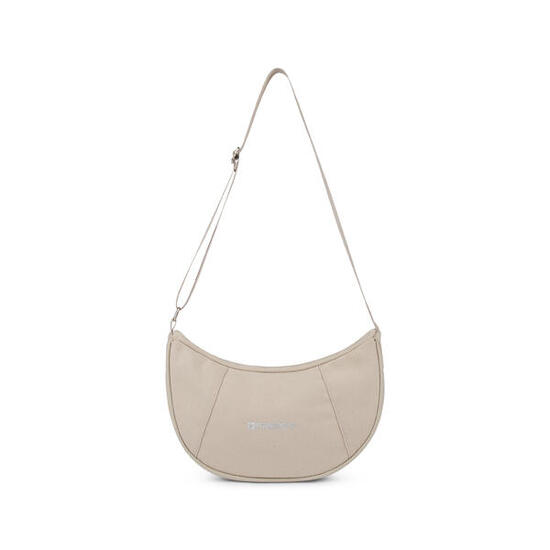 Borsa da spalla a mezzaluna in canvas con zip