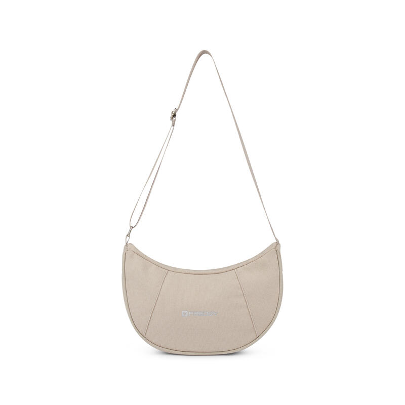 Sac à bandoulière en toile en demi-lune avec fermeture à glissière