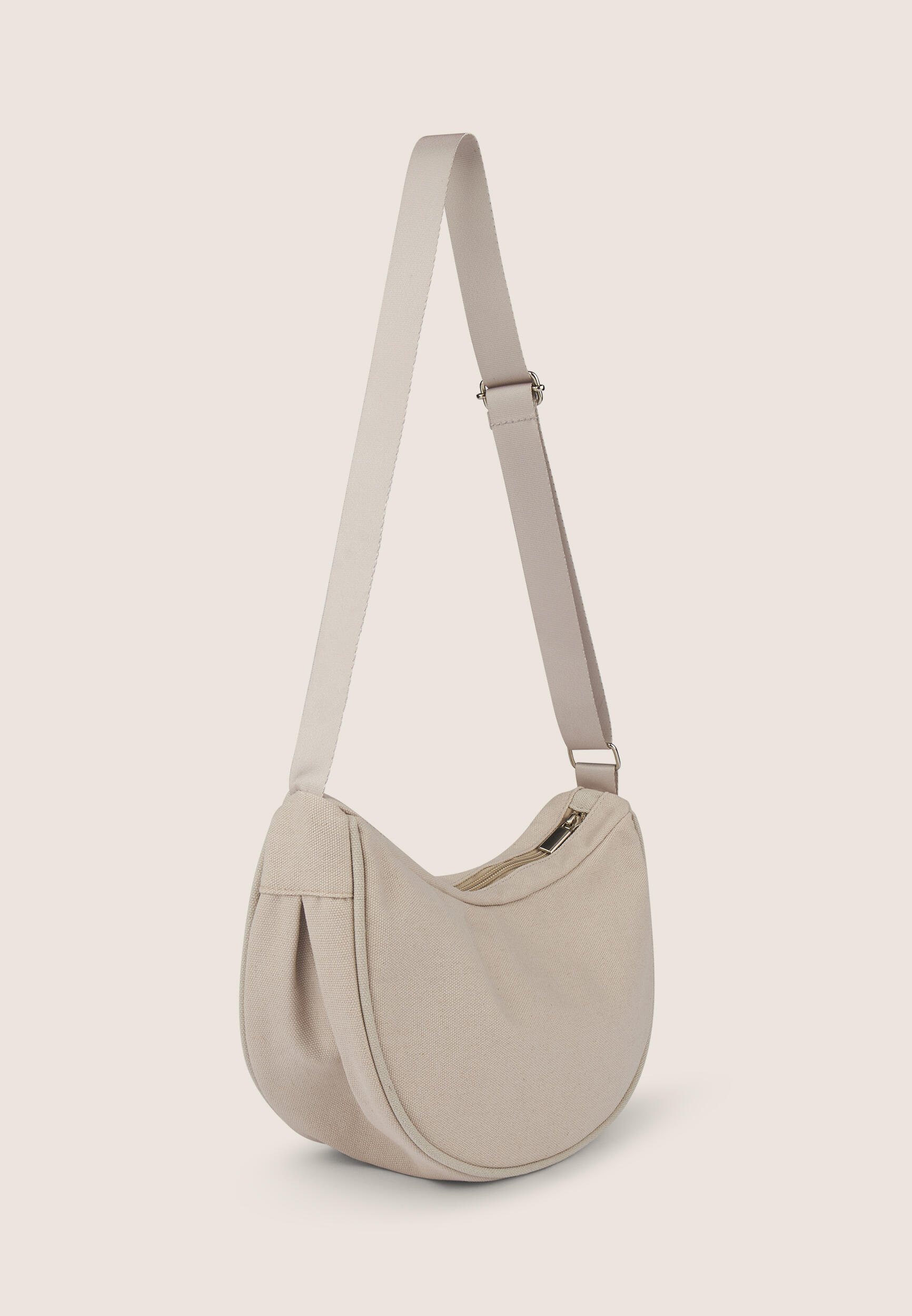 Sac à bandoulière en toile en demi-lune avec fermeture à glissière 3/3