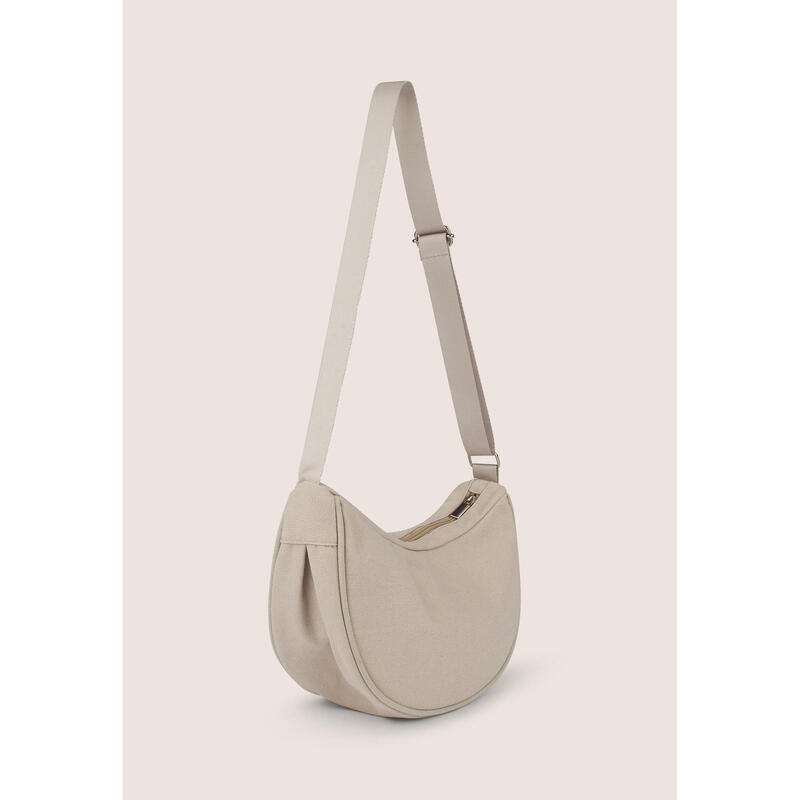 Sac à bandoulière en toile en demi-lune avec fermeture à glissière