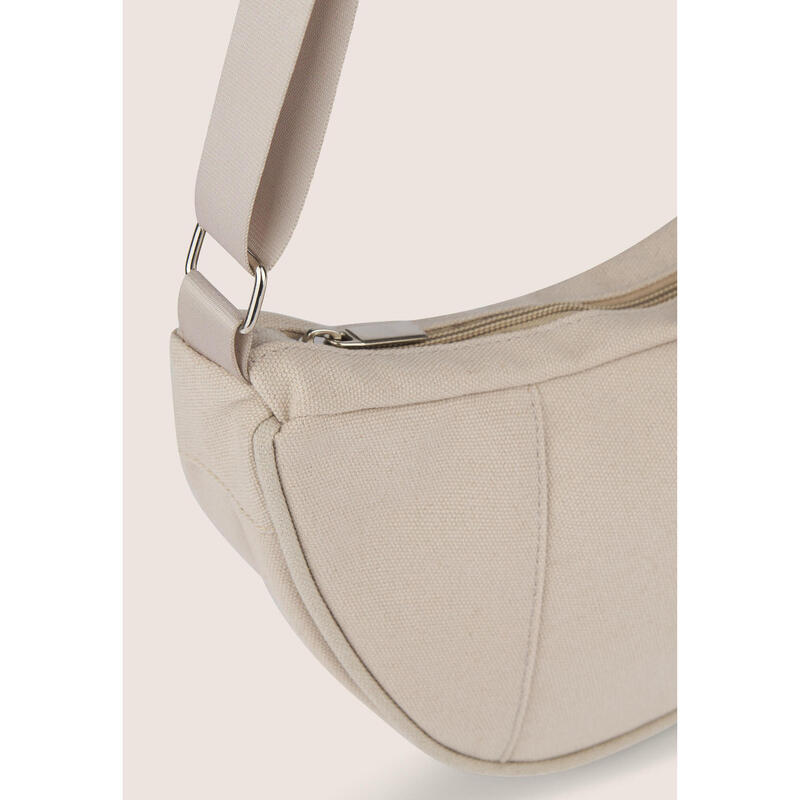Sac à bandoulière en toile en demi-lune avec fermeture à glissière