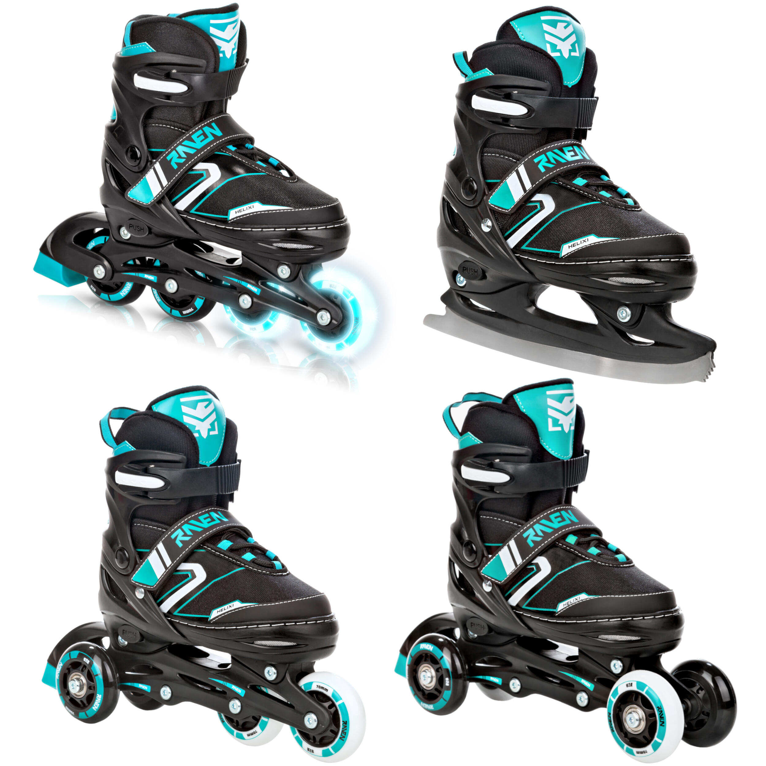 RAVEN Rolschaatsen 4in1 Verstelbare Helixi LED Wielen