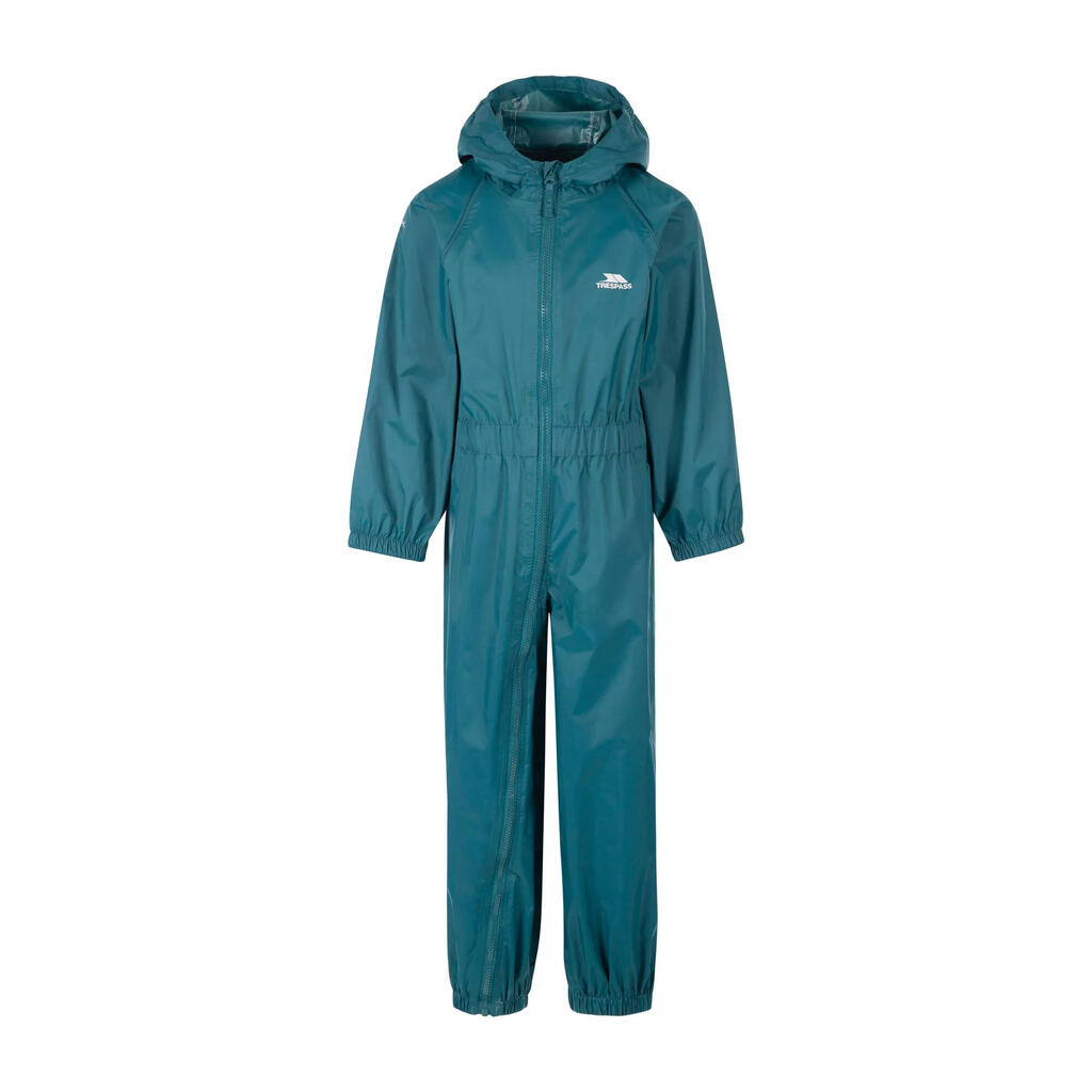 Childrens/Kids Button Rain Suit (Teal)