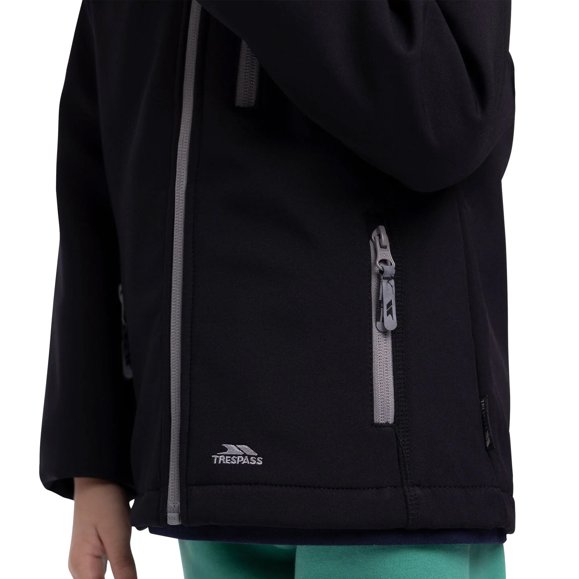 Kinderen/Kinderen Kian Softshell Jacket (Zwart) 3/5