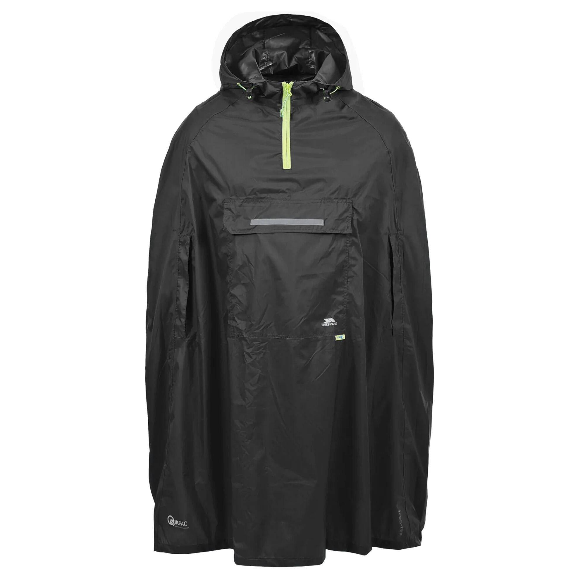 Qikpac Unisex Hooded Packaway Poncho à prova d'água Preto