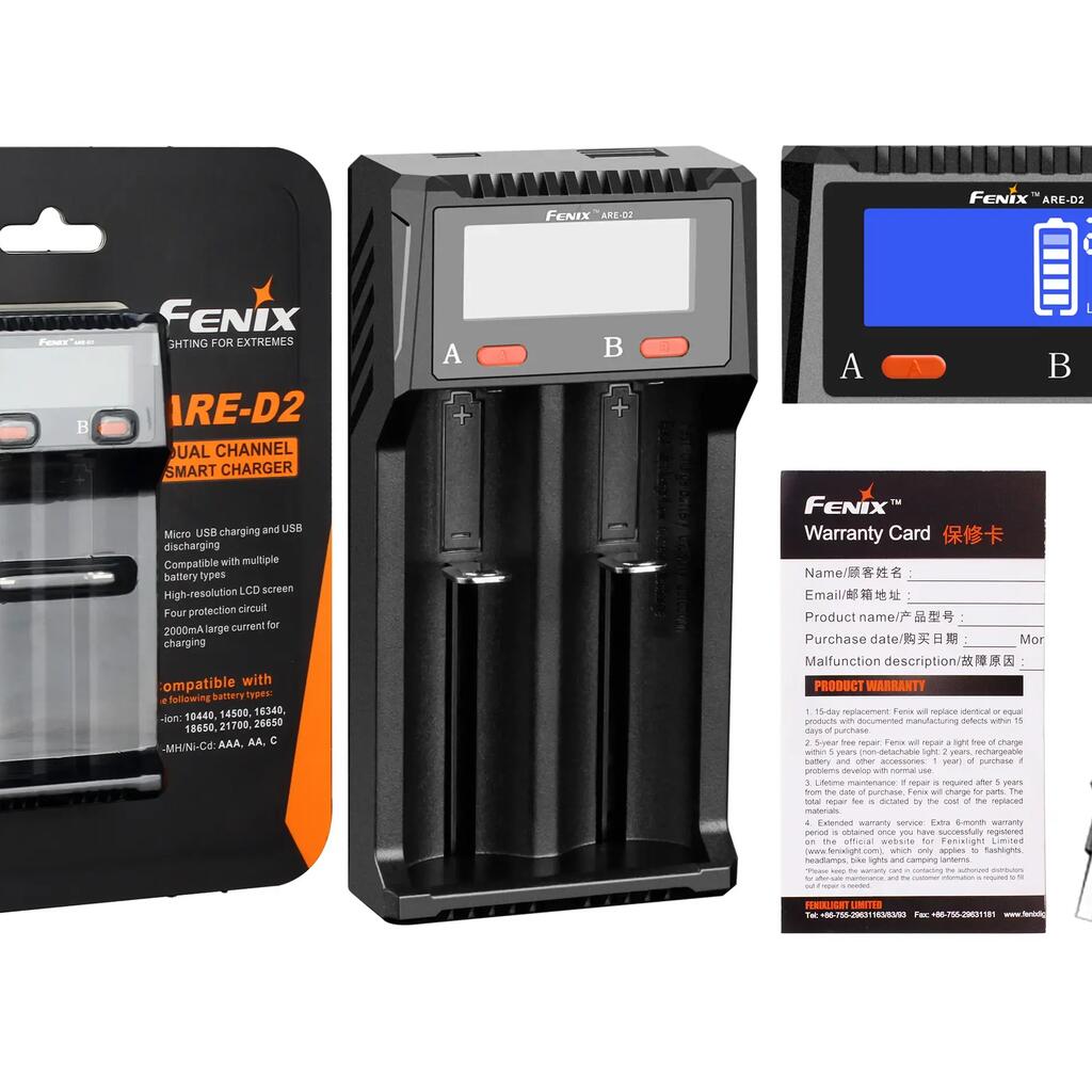 Dual usb charger Fenix Accus 10440/14500/16340/18650/21700/26650